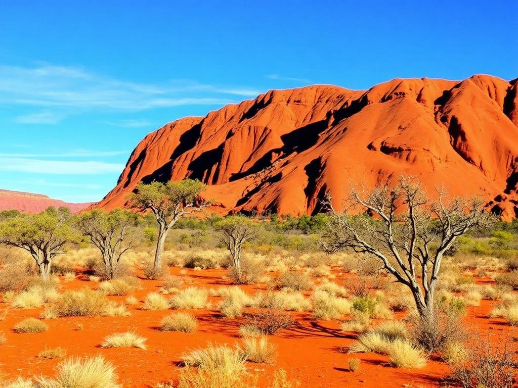 Red desert ranges and spinifex near Alice Springs